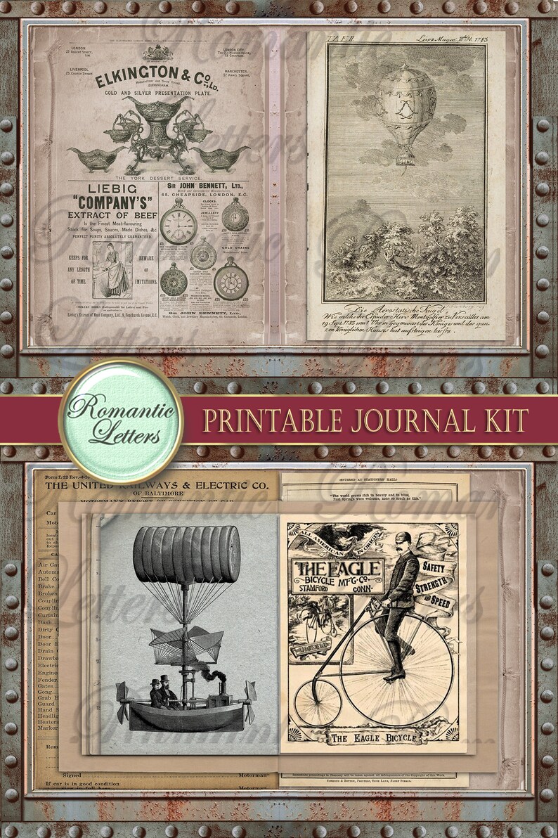 Steampunk Printable Junk Journal Kit Industrial Digital | Etsy