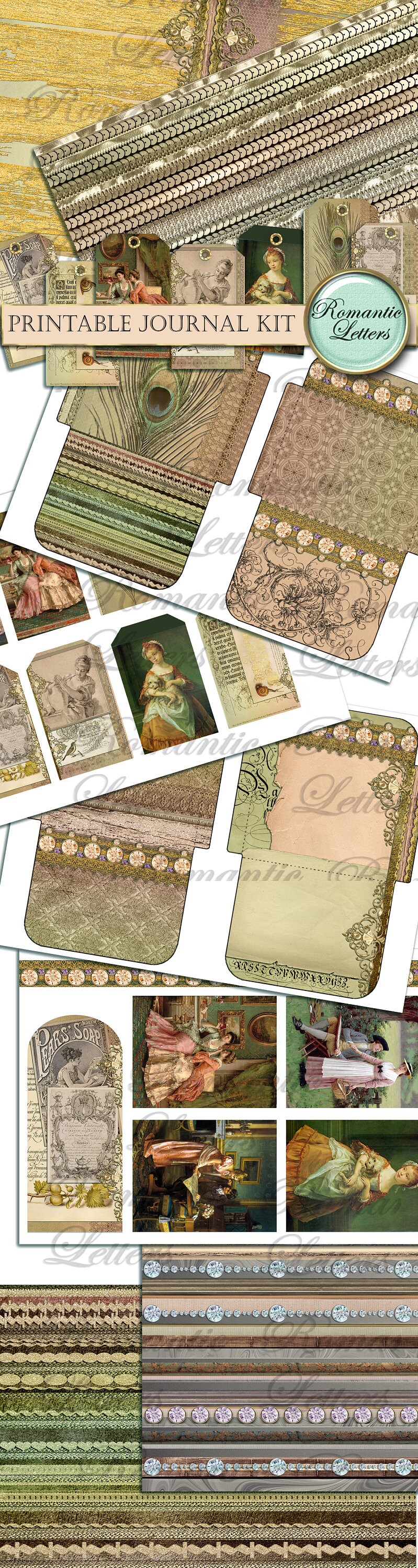 Printable Junk Journal Kit Digital Printable Craft Paper A4 8.5x11 Mini ...