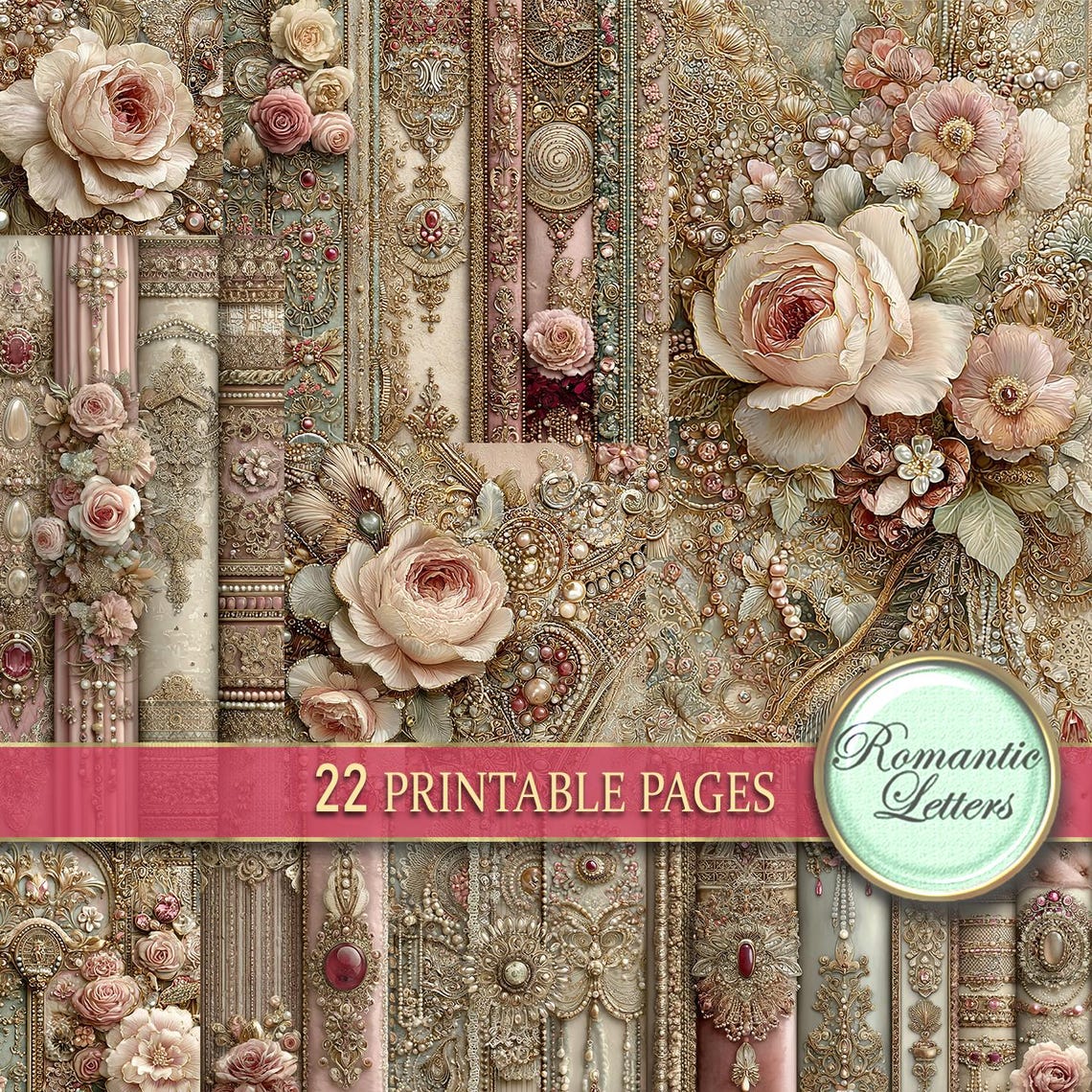 Digital Printable Scrapbook Paper Pack Shabby Chic Junk Journal Pages ...
