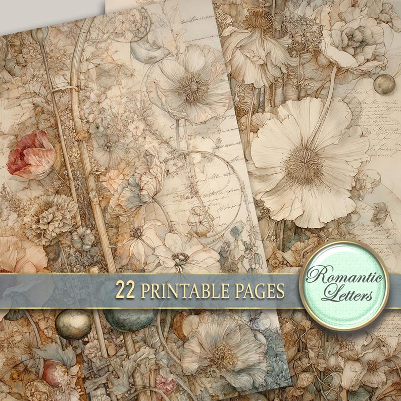 Digital Printable Wedding Scrapbook Paper Pack Junk Journal Pages ...