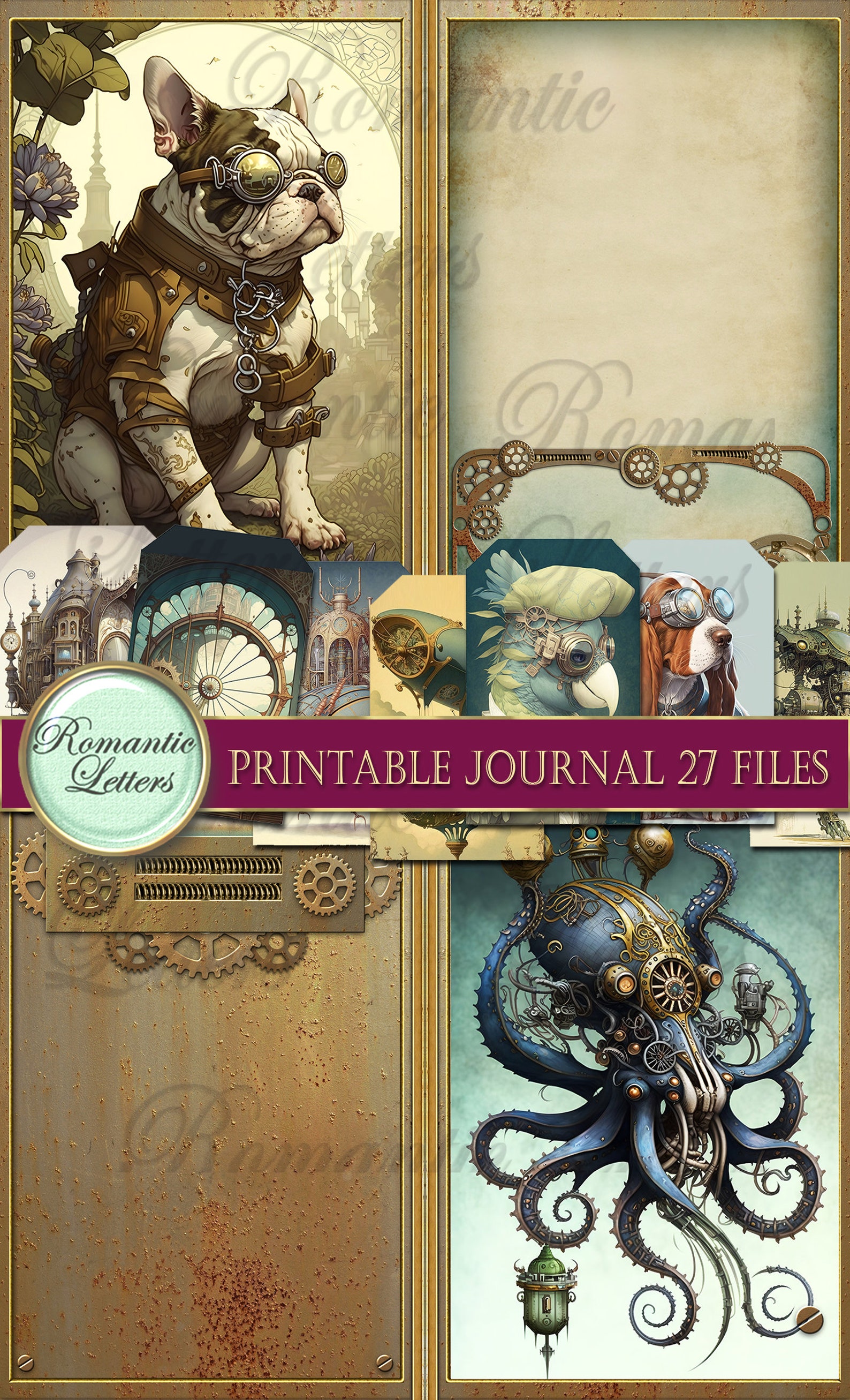 Steampunk Printable Junk Journal Kit Digital Scrapbook Printable ...