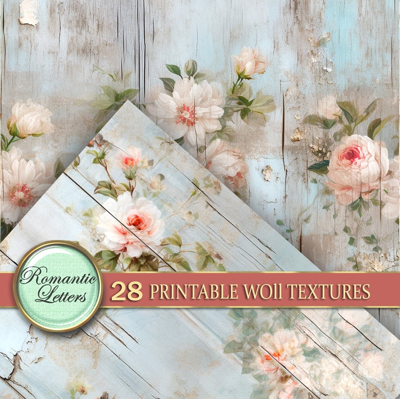 Shabby Chic Digital Scrapbooking Paper Pack Pink Floral Digital ...