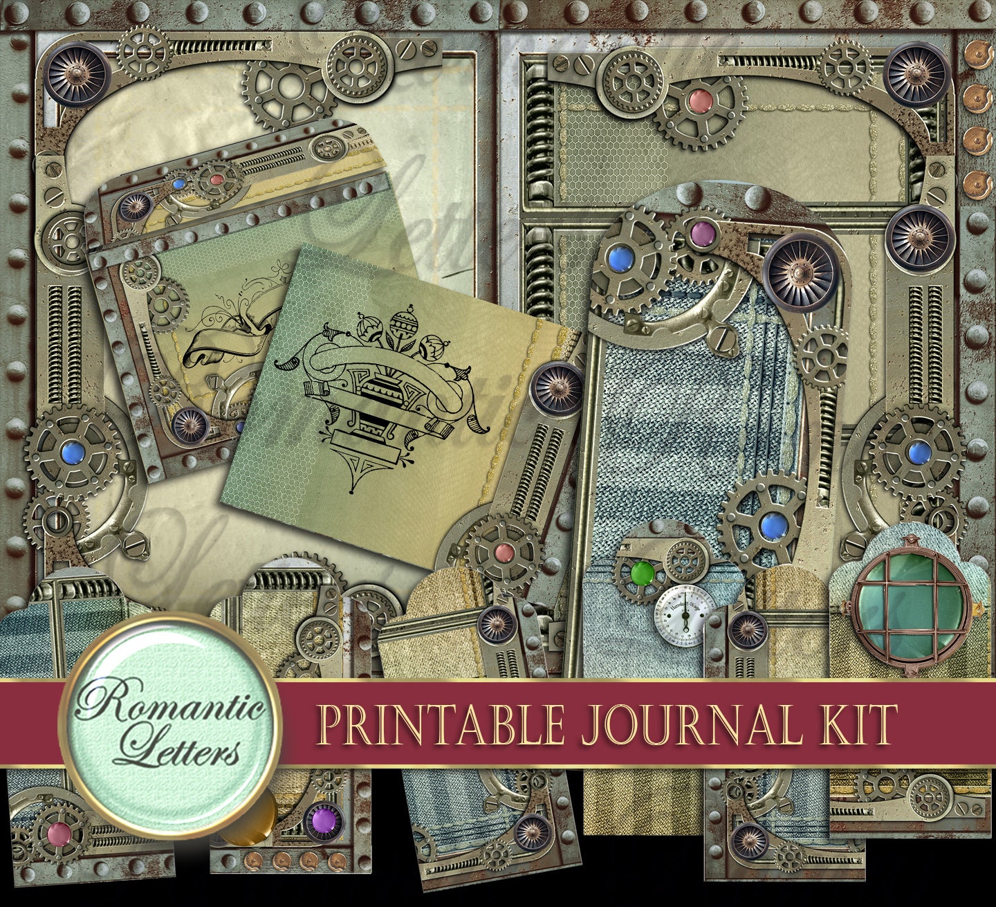 Printable Junk Journal Kit Steampunk Industrial Digital Scrapbook ...