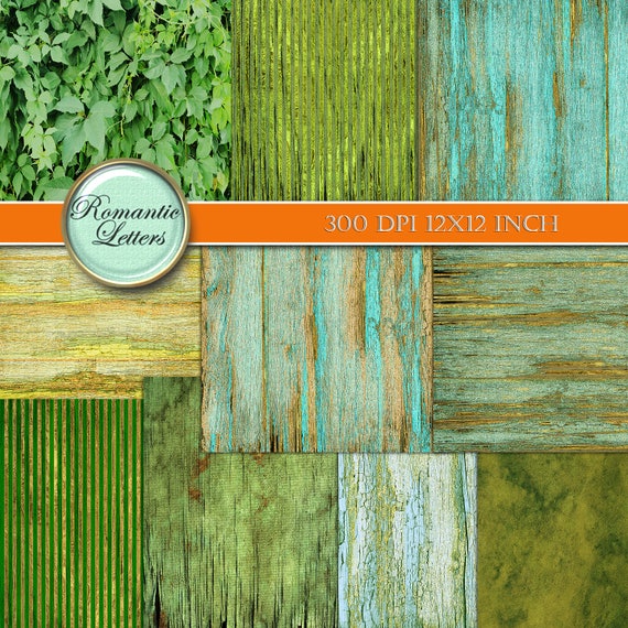 Green digital scrapbook paper green wood texture digital | Etsy