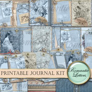 Printable journal kit digital printable collage sheet printable journal paper craft A4  8.5x11 vintage mini album victorian journal tag card