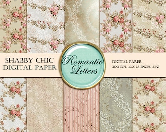 Digitales Scrapbook Papier mit Blumen florales Muster Shabby Chic Puppenhaus Tapete Hintergrund Rosa