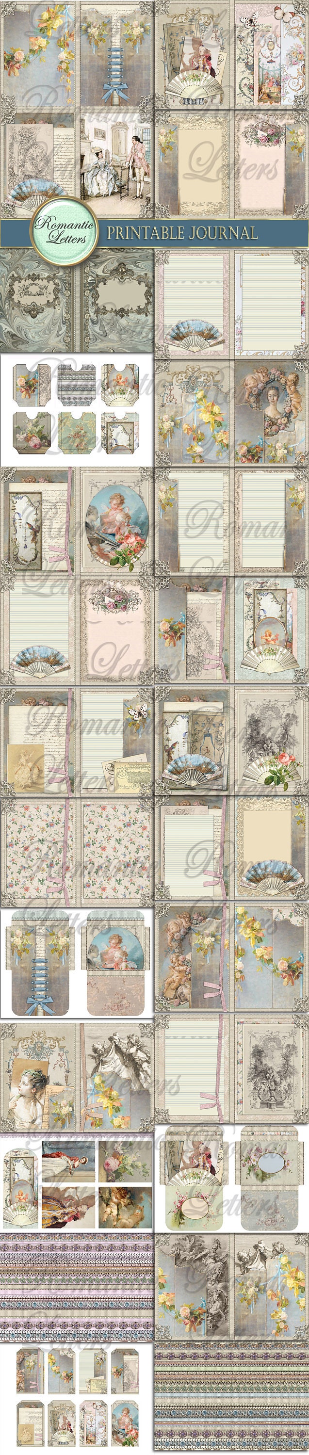 Printable Junk Journal Kit Shabby Chic Digital Scrapbook Paper ...