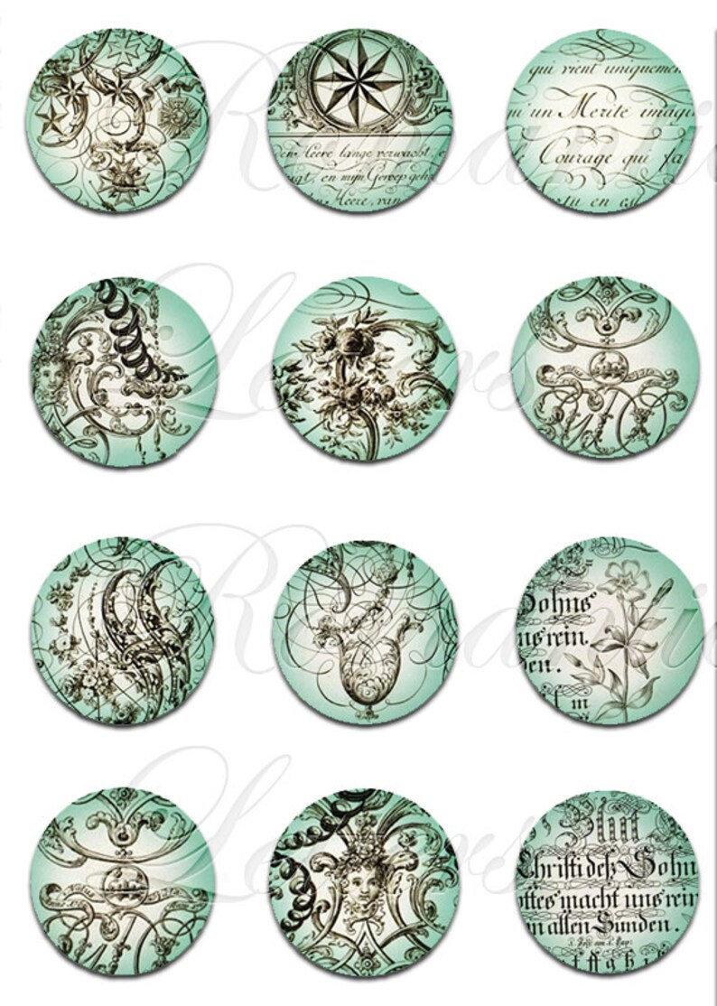 Printable digital 1 Inch circle collage sheet digital Shabby Chic 1 inch Jewelry pendant bottle cap images printable digital download 1 inch image 3