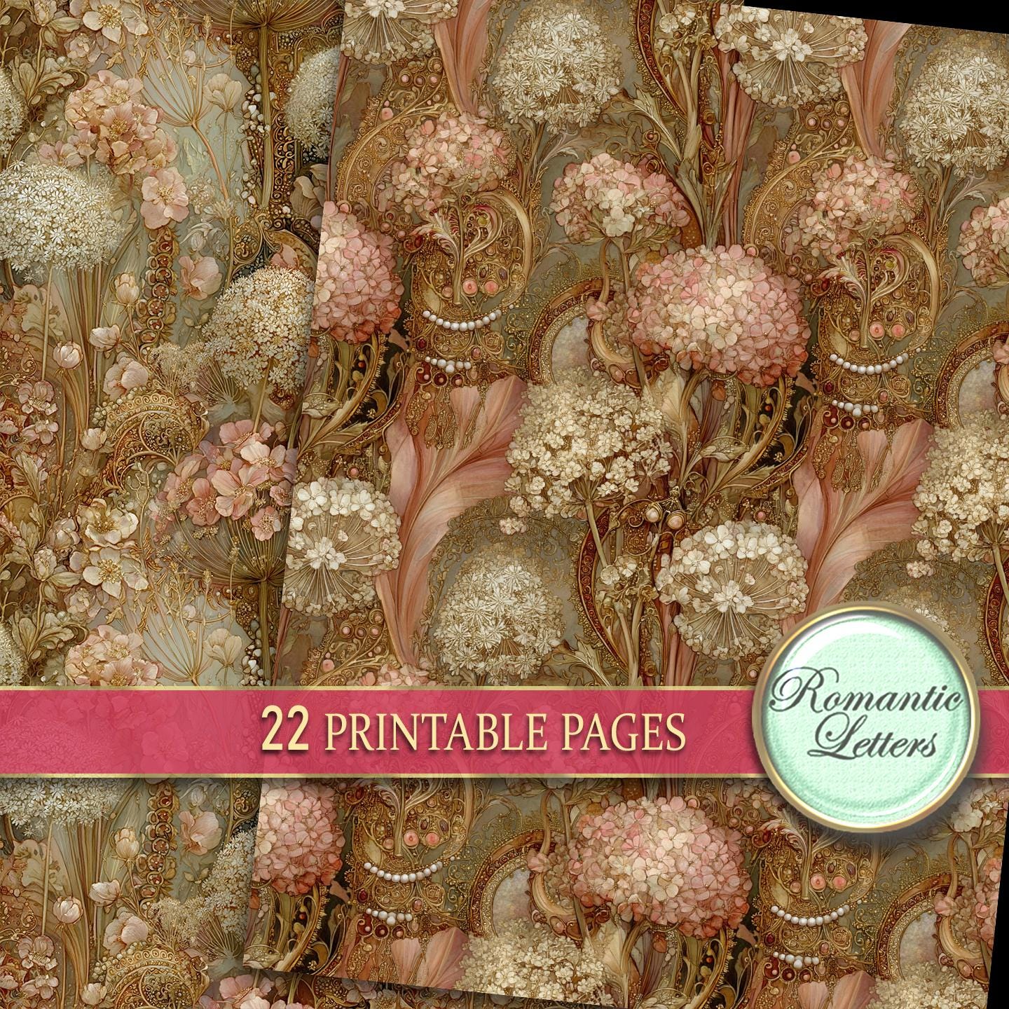 Vintage Junk Journal Pages Digital Scrapbook Paper Pack Shabby Chic ...