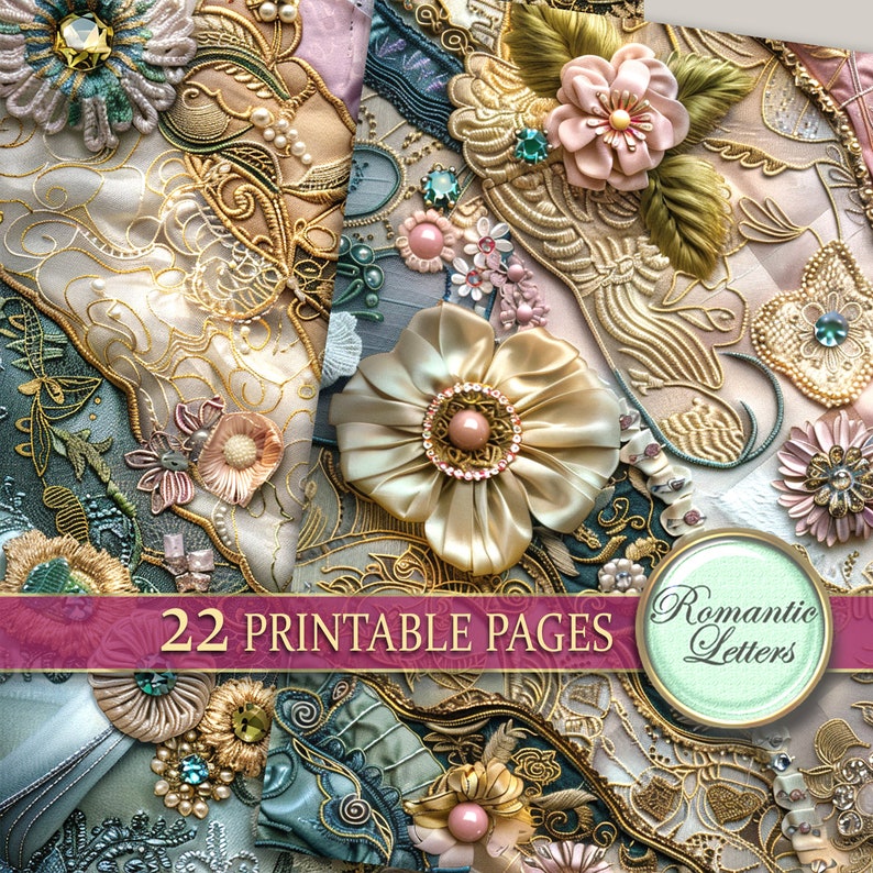 Digital Printable Scrapbook Paper Pack Shabby Chic Junk Journal Pages ...