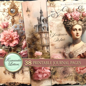 Pagine di diario spazzatura stampabili digitali floreali Shabby Chic rose fiori scrapbooking sfondo carta floreale vintage vecchia carta carta da matrimonio