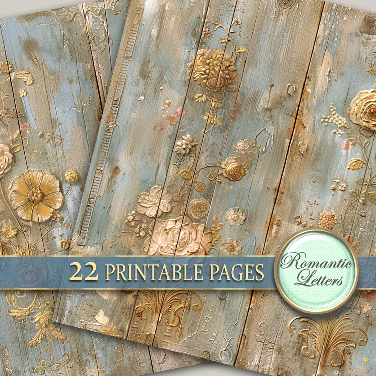 Rose Digital Paper Pack Scrapbook Background Floral Shabby Chic Digital ...
