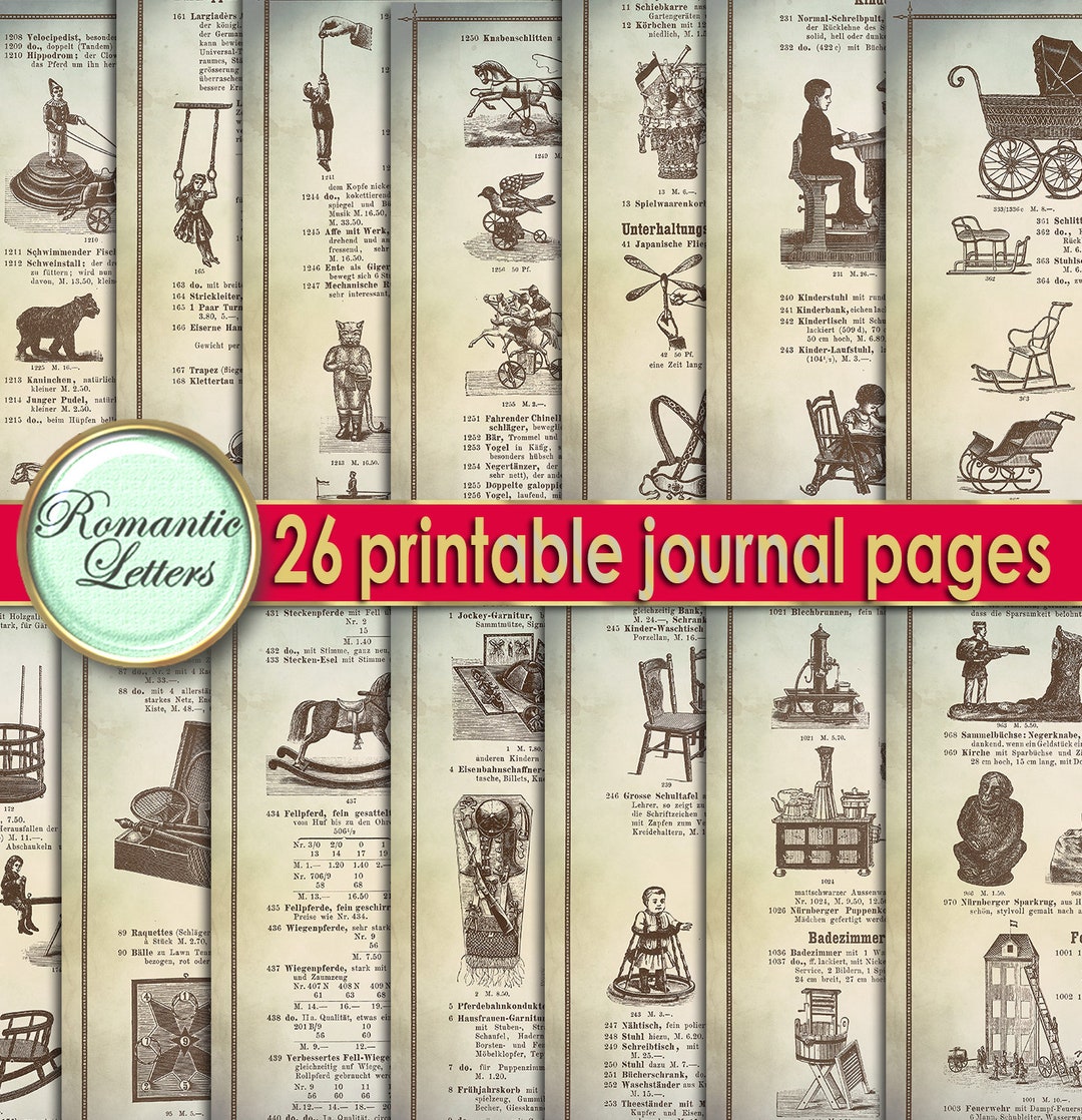 Victorian Printable Junk Journal Paper Digital Paper Pack Magazine ...