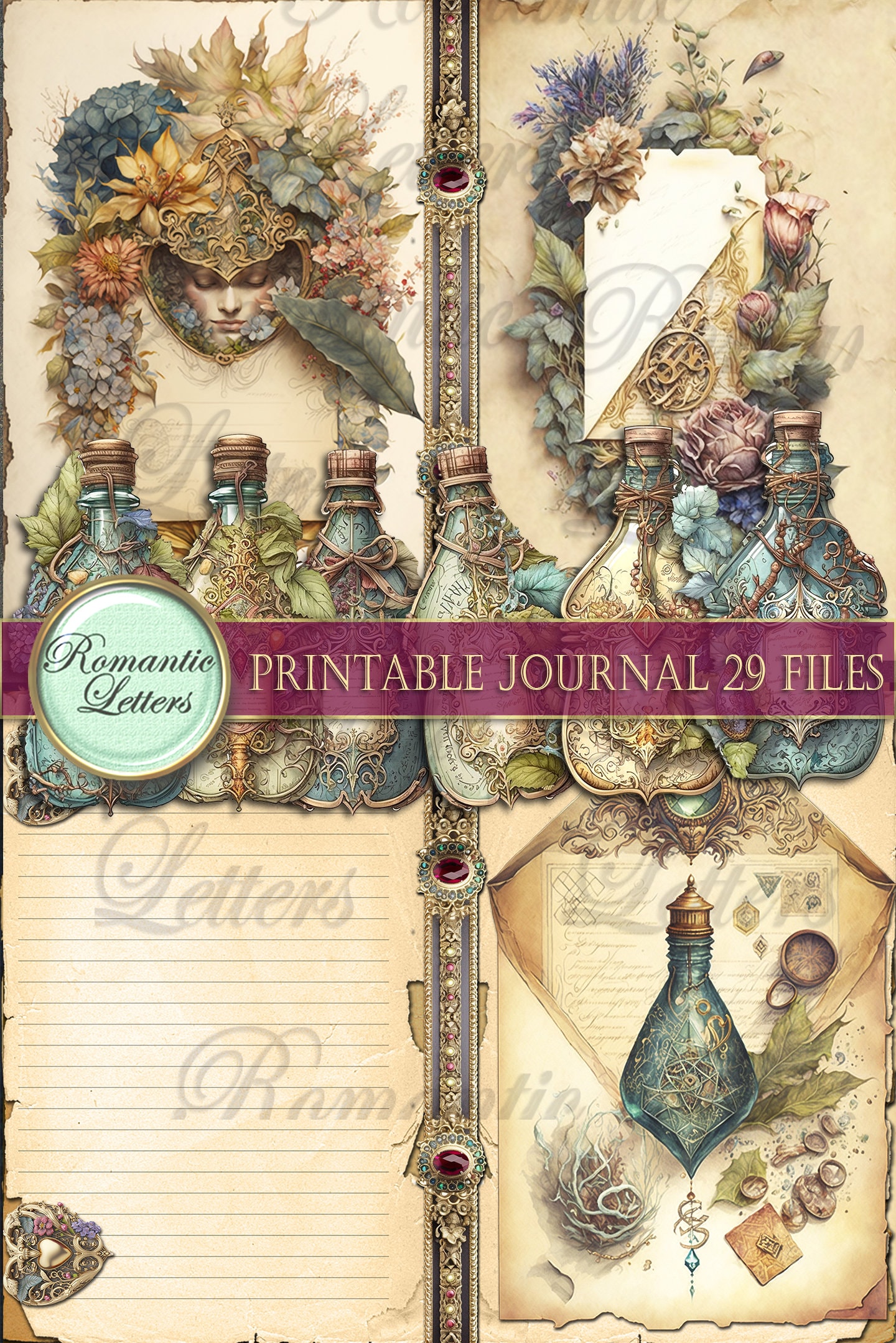 Magic Printable Junk Journal Kit Printable Journal Pages Card Tag Cover ...