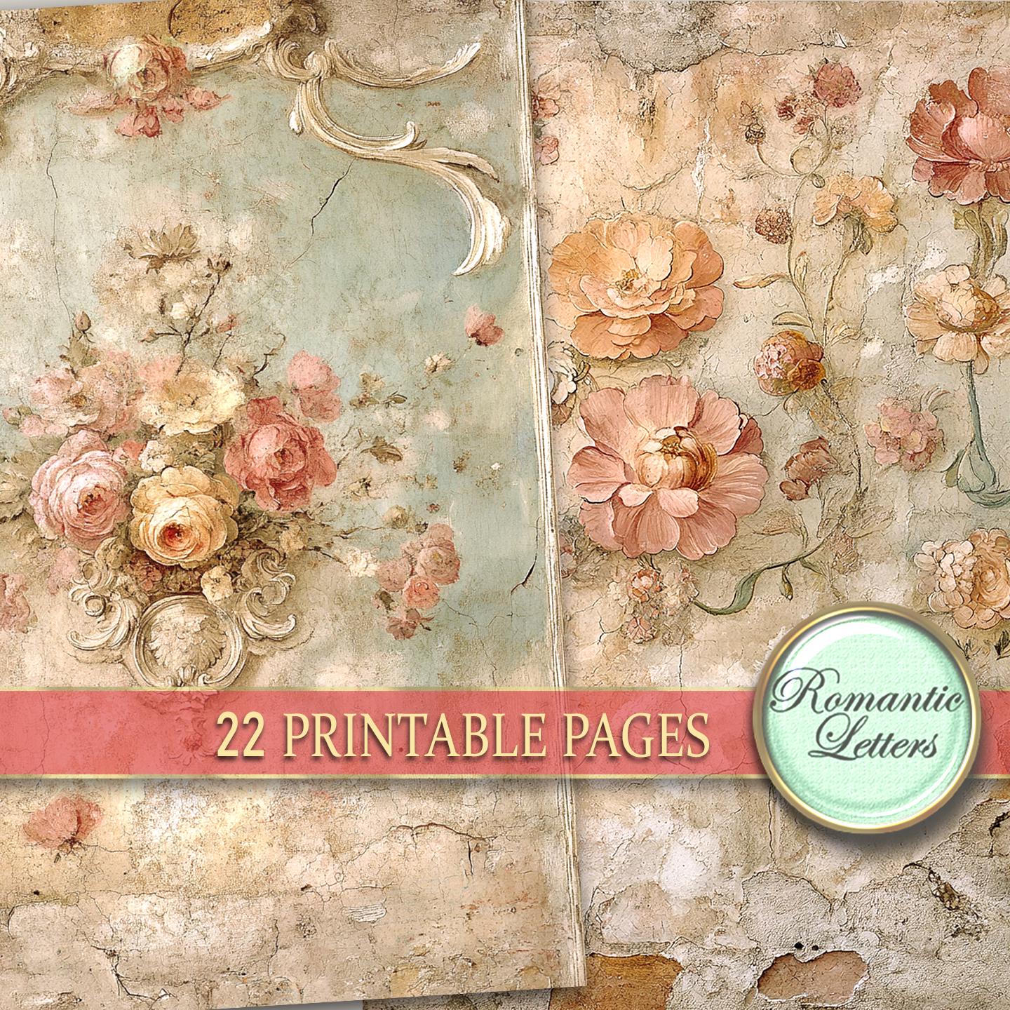 Shabby Chic Digital Scrapbooking Paper Pack Floral Digital Printable ...