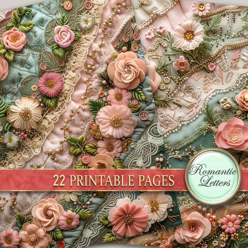 Digital Printable Scrapbook Paper Pack Shabby Chic Junk Journal Pages ...