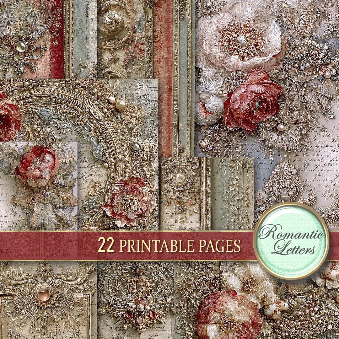 Shabby Chic Digital Scrapbook Paper Pack Printable Junk Journal Pages ...