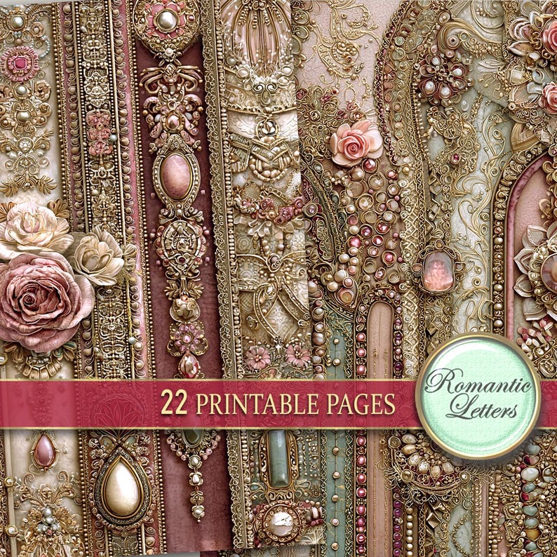 Digital Printable Scrapbook Paper Pack Shabby Chic Junk Journal Pages ...