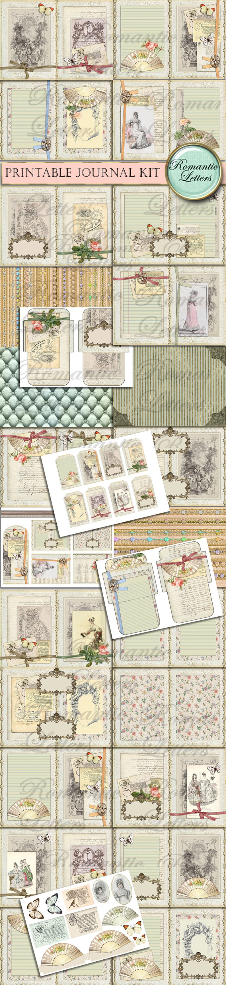 Printable Junk Journal Kit A4 Printable Scrapbook Paper 8.5x11 Digital ...