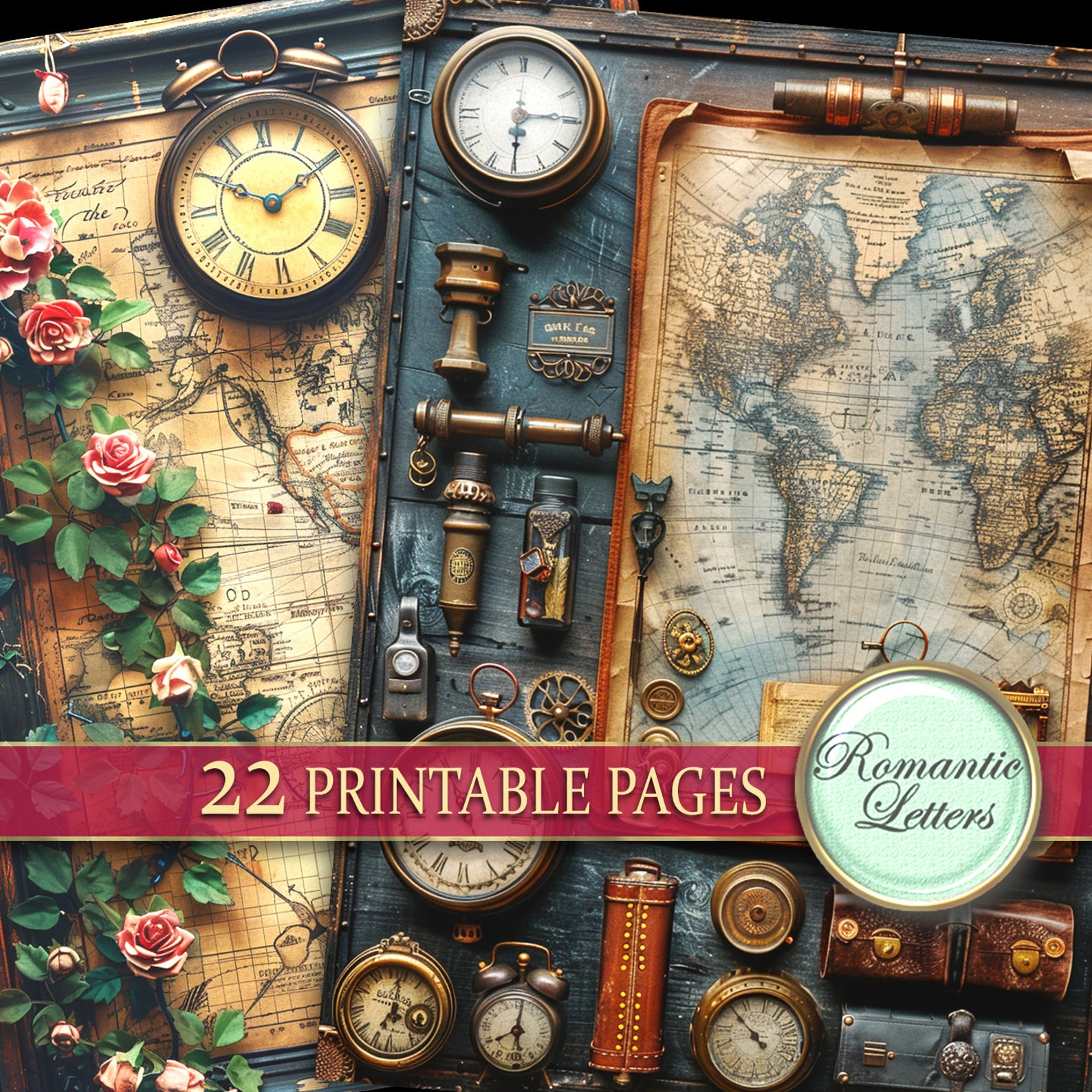 Steampunk Junk Journal Pages Digital Scrapbook Paper Pack Rust Metal ...