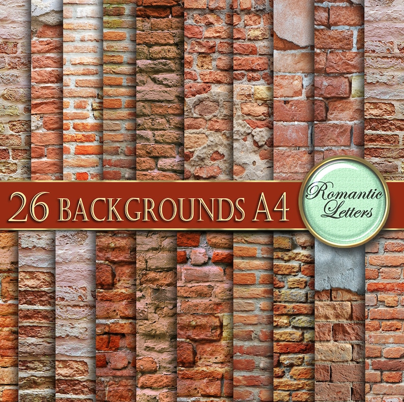 Brick Wall Digital Scrapbook Paper Pack Printable Scrapbooking Etsy