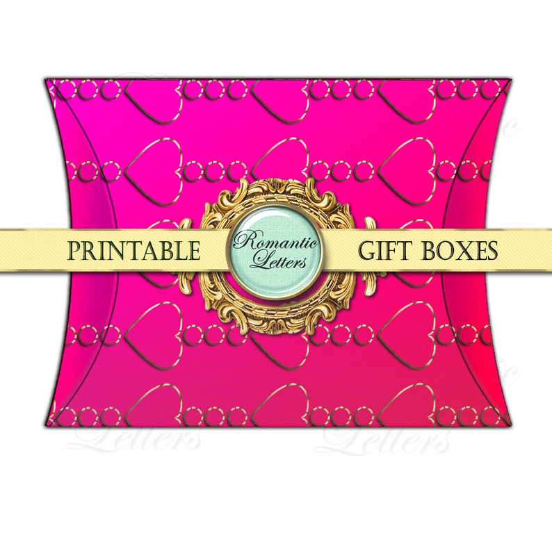 Valentine printable box Valentines day digital gift box favor box jewelry gift box wrapping box ring box pillow box printable paper craft image 7