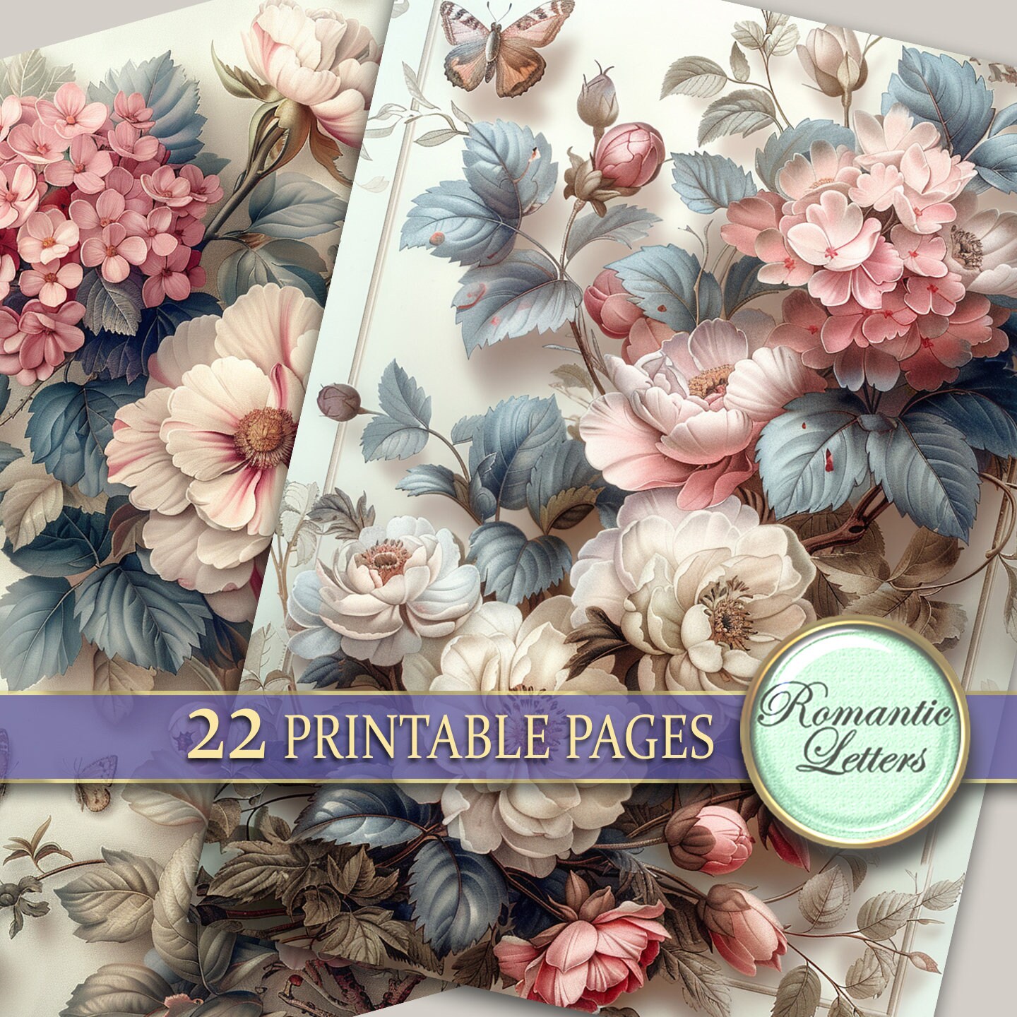 Shabby Chic Wedding Printable Digital Scrapbooking Paper Pack Pink ...