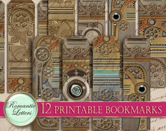 Steampunk Lesezeichen Set druckbare Geschenkanhänger druckbare Geschenkanhänger druckbare Steampunk Lesezeichen