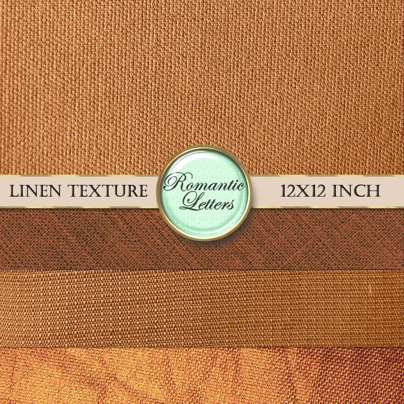 Peut inclure: Une texture de lin brune avec le texte "Romantic Letters" et "LINEN TEXTURE 12X12 INCH" dans une banni&egrave;re blanche.