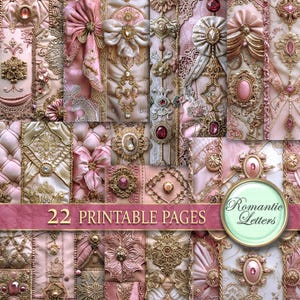 Digitales Papier Set für Scrapbooking Shabby Chic Decoupage Handwerk Papier Stickerei Prinzessinnen Junk Journal Barock Samt