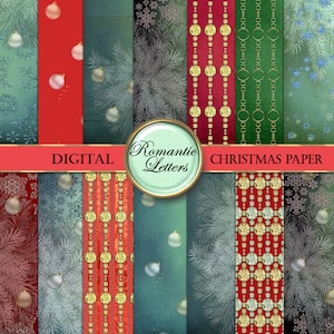 Digital paper pack Christmas digital scrapbook Christmas printable scrapbooking paper Christmas background paper Christmas red and green