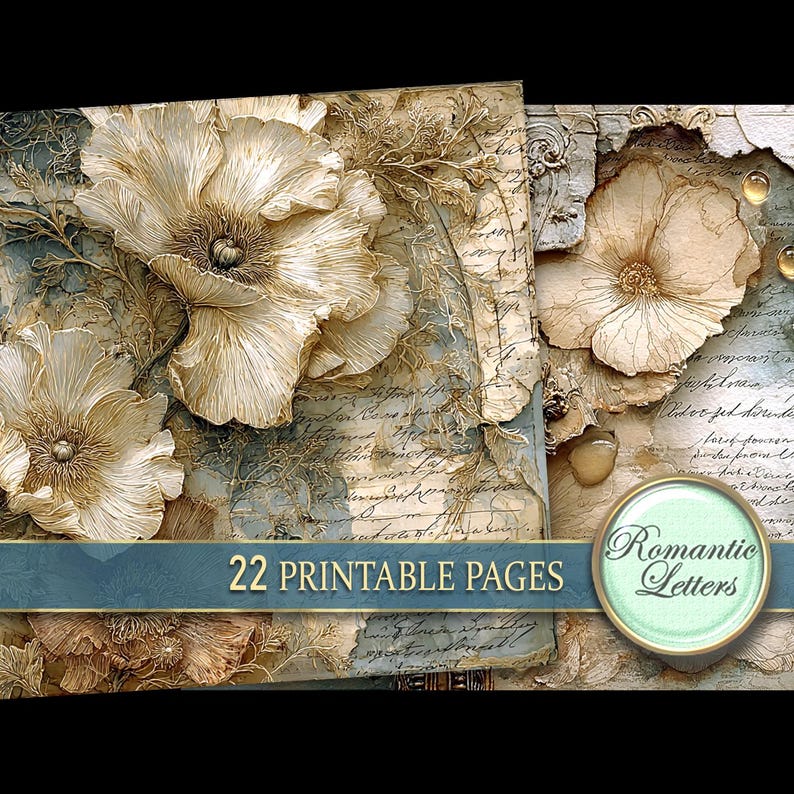 Digital Printable Antique Scrapbook Paper Pack Junk Journal Pages ...
