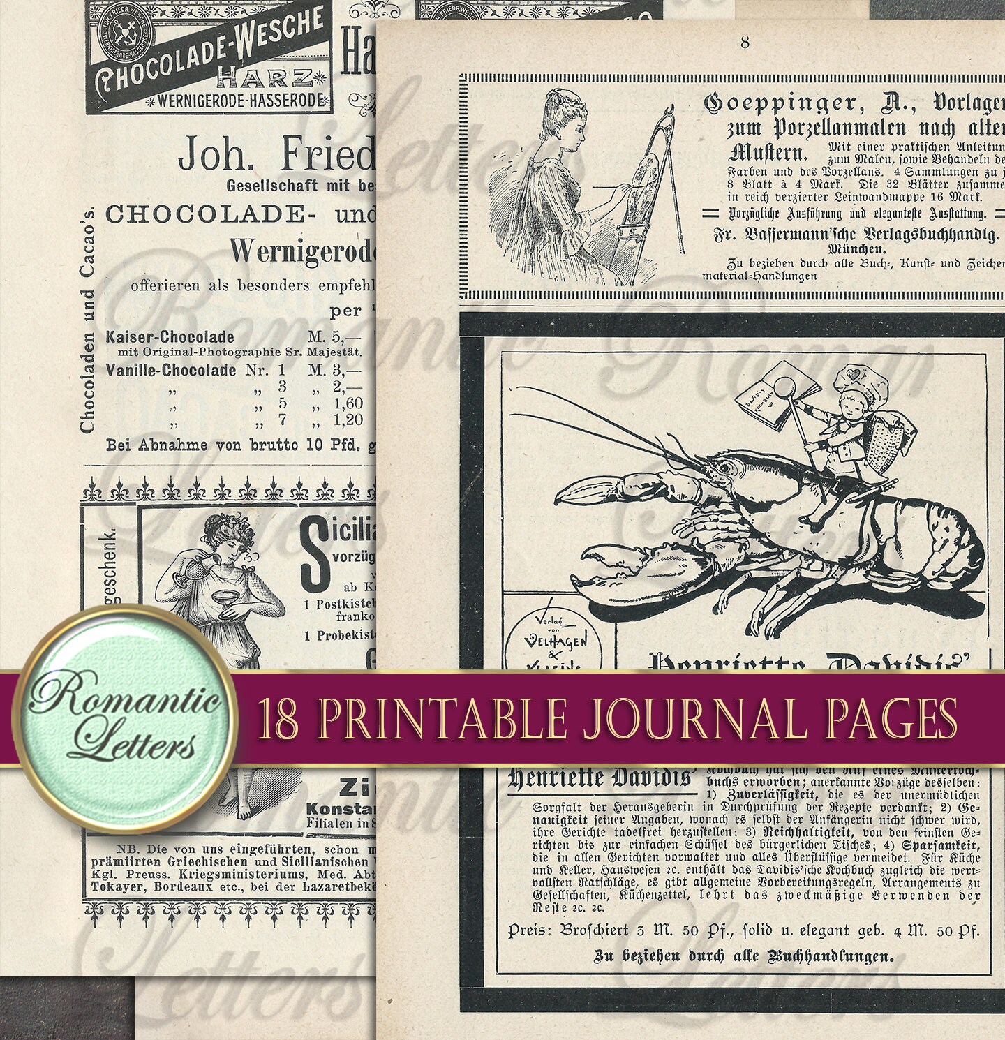 Ephemera Digital Paper Pack Journal Pages Victorian Digital | Etsy