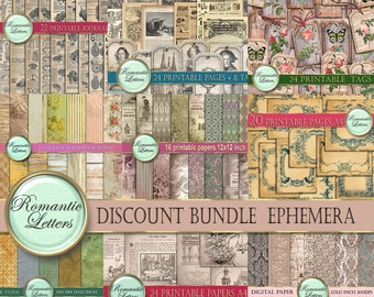 SALE Victorian digital scrapbook paper pack Sale digital Shabby Chic printable ephemera vintage junk journal pages discount bundle mega pack