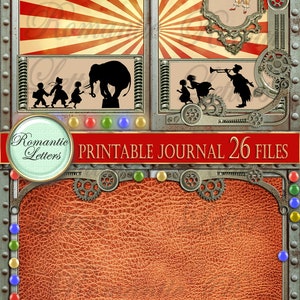 Vintage Circus Printable Junk Journal Kit. Digital Printable Pages "victorian Circus". Steampunk ...