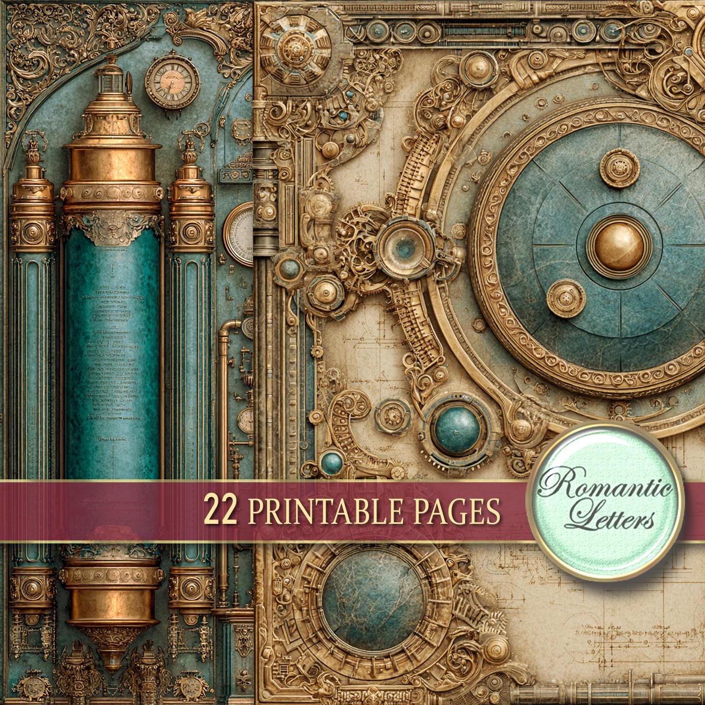Steampunk Junk Journal Pages Kit Digital Scrapbook Paper Pack ...