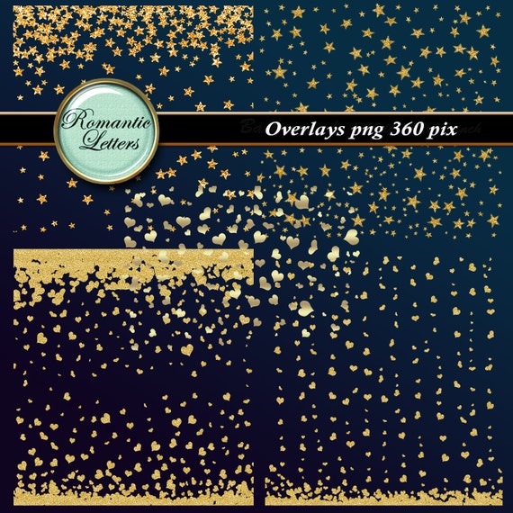 gold heart confetti digital overlay photoshop clip art gold etsy