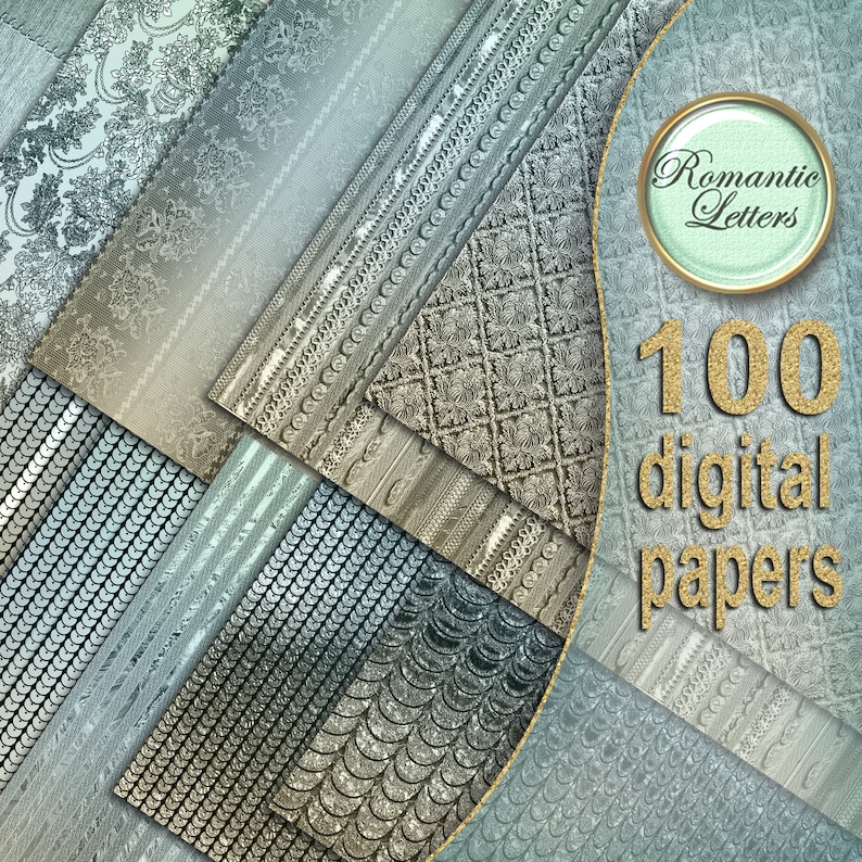 100 Digital Papers Printable Texture Digital Scrapbooking Background ...