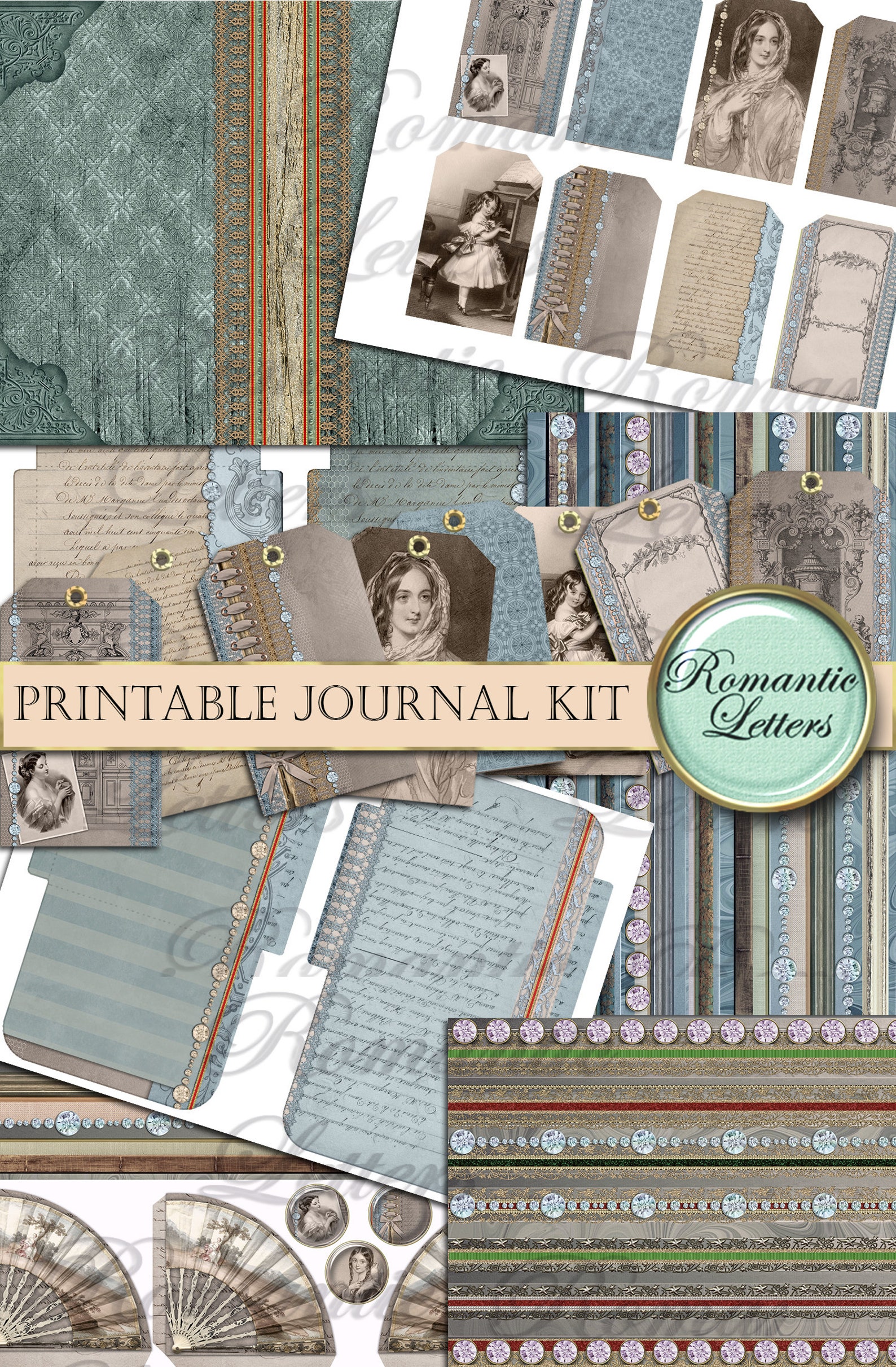 Printable Journal Kit Digital Collage Sheet Printable Journal Paper ...