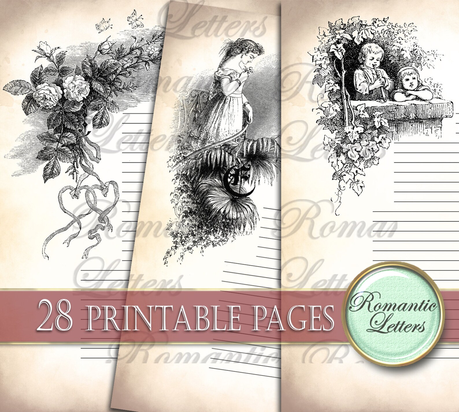 Victorian Printable Scrapbook Background Paper Digital - Etsy