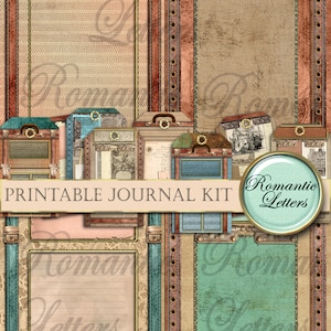 Printable travel journal kit digital scrapbooking printable junk journal craft paper A4 8.5x11 mini album printable journal pages tags card image 5