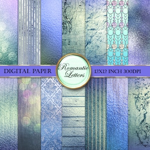 Glam Digital scrapbook paper background digital scrapbooking paper blue purple digital paper gold glitter gold foil paper metallic paper