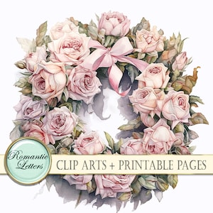 Digitale illustraties bloemen aquarel bruiloft clipart afdrukbare kunstpagina's bloemen bruiloft uitnodiging plakboek roze bloemen krans mand png
