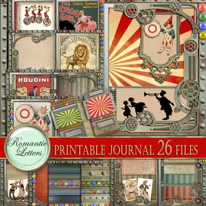 Vintage Circus Printable Junk Journal Kit. Digital Printable Pages ...