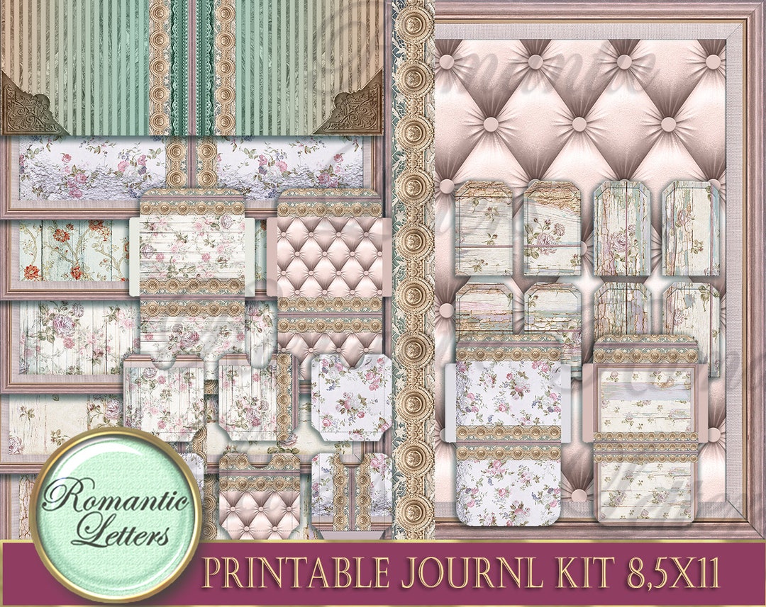 Printable Junk Journal Kit Digital Scrapbook Backgrounds Printable ...