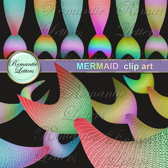Mermaid tails birthday clipart digital printable invitations cards clip art scrapbook overlay mermaid clip art fish scales beach party