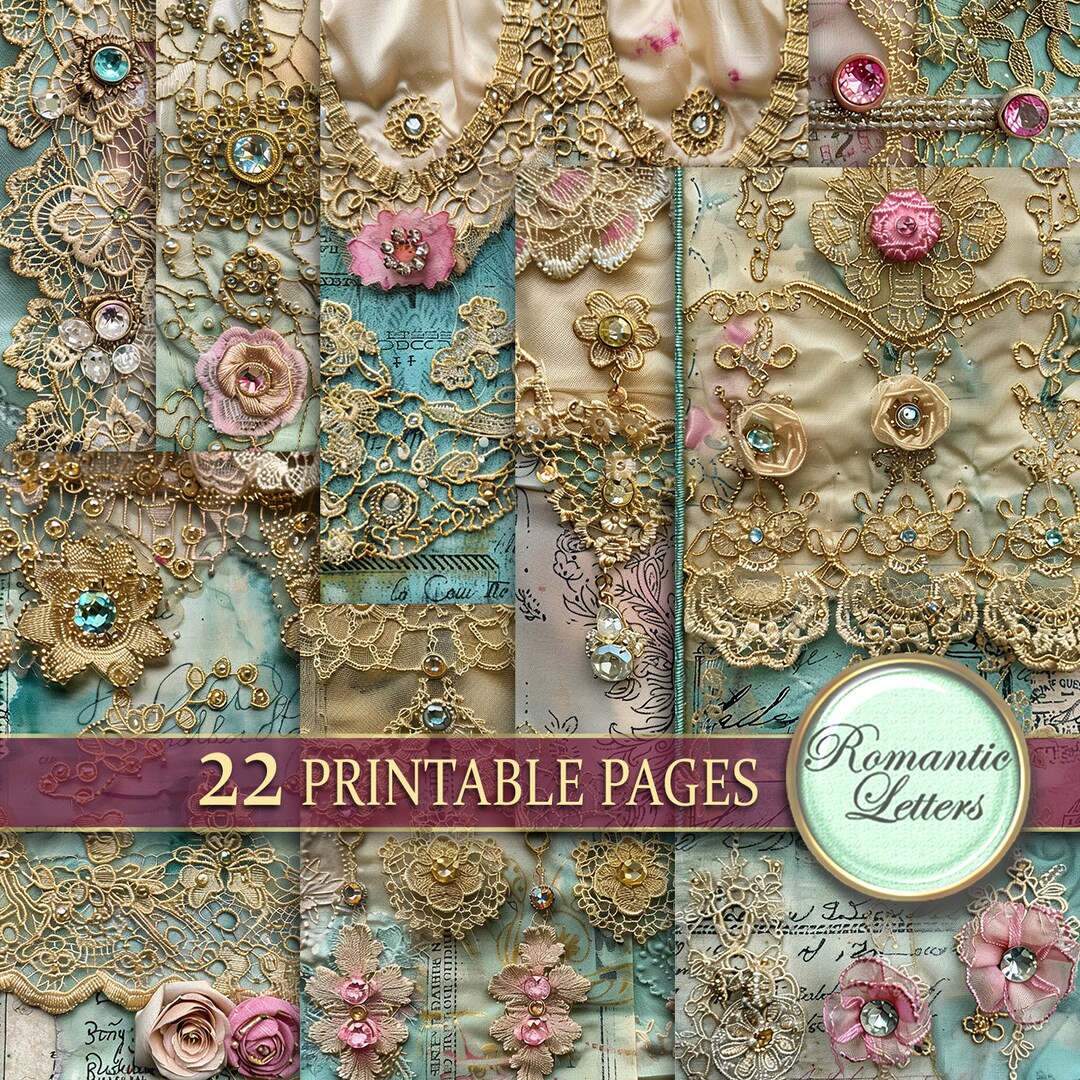 Digital Printable Scrapbook Paper Pack Junk Journal Pages Shabby Chic ...