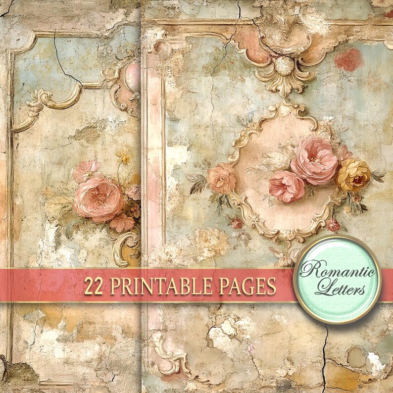 Shabby Chic Digital Scrapbooking Paper Pack Floral Digital Printable ...