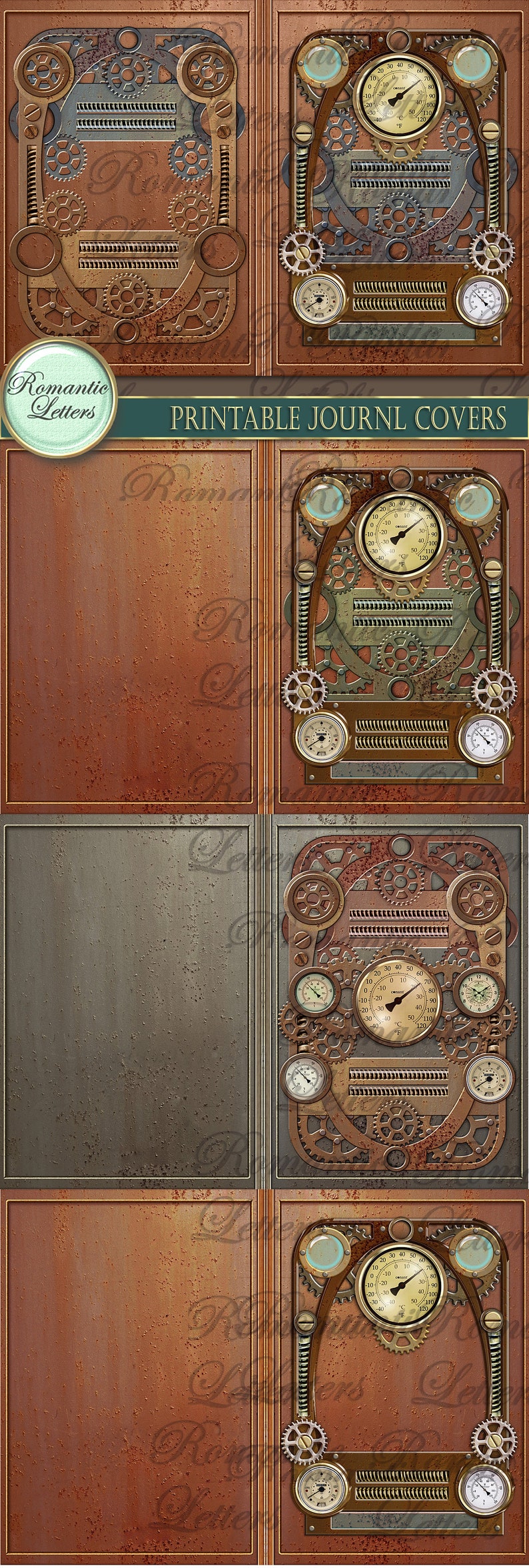 Steampunk Printable Journal Covers Industrial Digital - Etsy