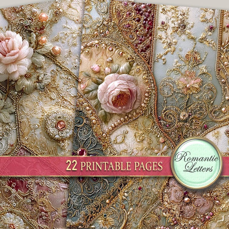 Digital Printable Scrapbook Paper Pack Shabby Chic Junk Journal Pages ...